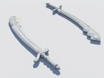Handpainted Fantasy Sword Low-poly 3D model