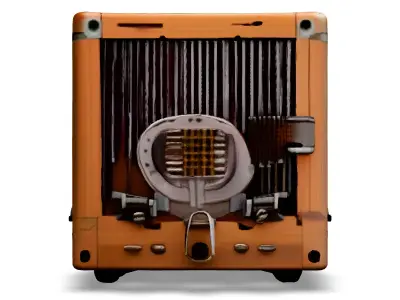 Steampunk Wooden Mechanical Device Low-poly 3D model