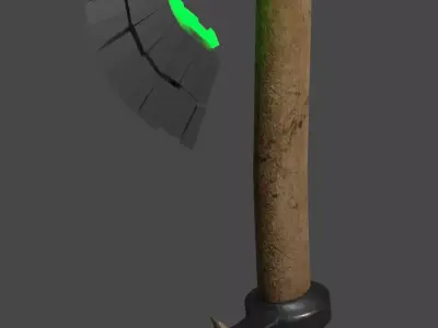 Magic Ax with Skull Low-poly 3D model