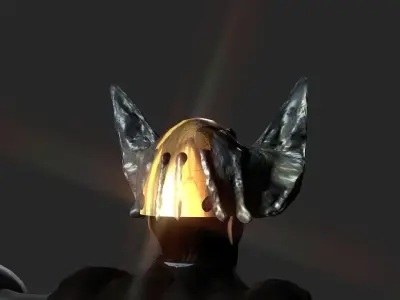 Winged bear viking helmet Low-poly 3D model