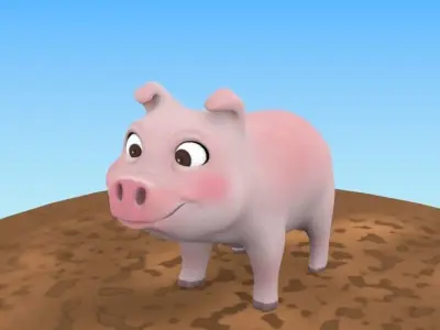 Low Poly Pig octagon Low-poly 3D model