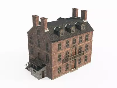 18th century architecture urban buildings shops 3D model