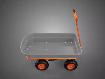 PLASTIC BED UTILITY CART WAGON TRAILER TROLLEY DOLLY DUMP GARDEN 3D model