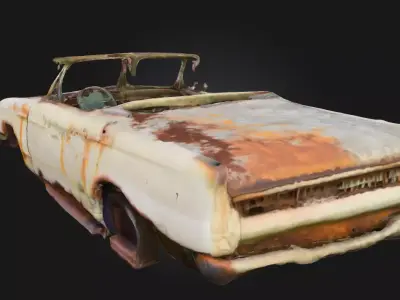 Rusty Convertible Wreck  Abandoned Open-Top Car  Free 3D model