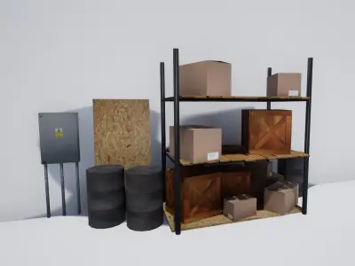 Industrial Shelf Low-poly 3D model purchase