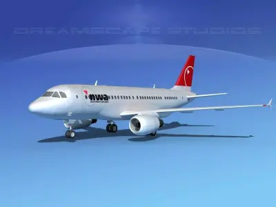 Airbus A319 Northwest Airlines 2 3D model