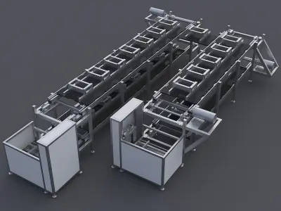 Double speed chain production line 3D model