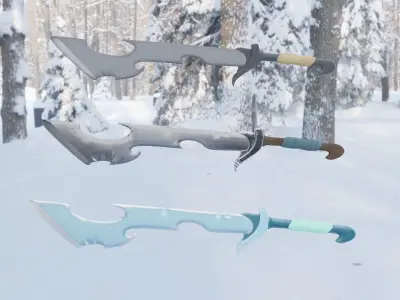 Sword swords in snow Free low-poly 3D model