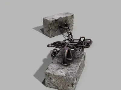 Concrete Debris - Chain Weight - PBR Low-poly 3D model