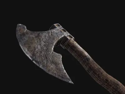 Old Axe Rusty Melee weapon Low-poly 3D model