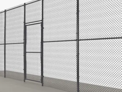 Chain Link Fence and Gate 3D model