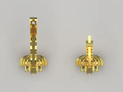 Gold Dangle Earrings with Black Onyx je0028 3D print model