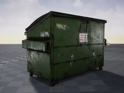 3D Dumpster Game Ready garbage can Low-poly 3D model