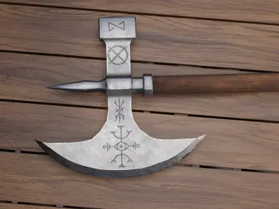 Medieval Axe Old Age Game Ready Low Poly Weapon PBR 4K Low-poly 3D model