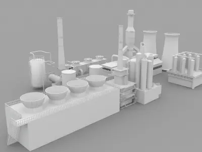Low-Poly Industrial Plant 3D model