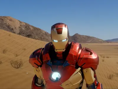 iron man in desert Free 3D model
