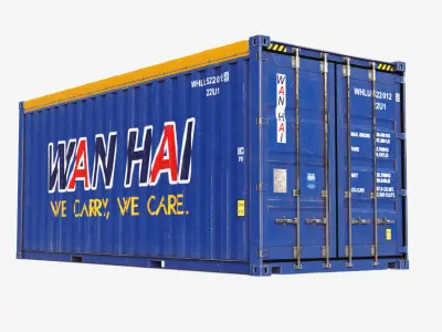 20ft Wan Hai Open Top shipping Container 3D model