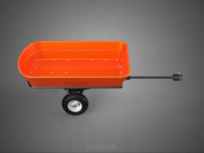 POLY BED TOW TRAILER CARGO CART WAGON TRACTOR LAWN MOWER GARDEN 3D model