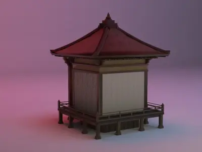  Buddhist Shrine Japanese Build House Free low-poly 3D model