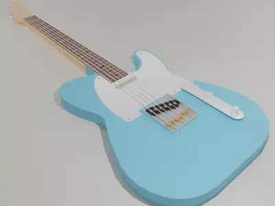  Electric guitar Telecaster  PBR low-poly game-ready Low-poly 3D model