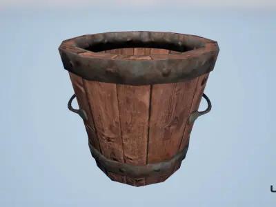 Wooden Bucket  Free low-poly 3D model