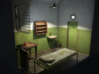 An old prison chamber Low-poly 3D model