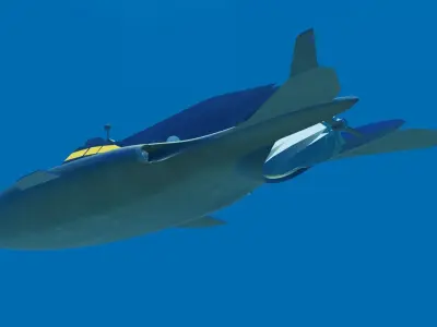 Stringray submarine flying in sky Free 3D model