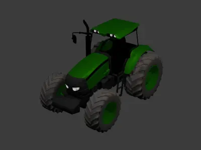 John Deere Tractor Low-poly 3D model