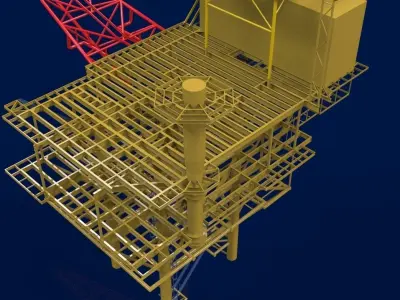 4 pile 3d platform Free 3D model