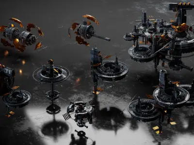 Sci Fi SPACE STATION Kitbash - 3D Kitbash Asset Pack Low-poly 3D model