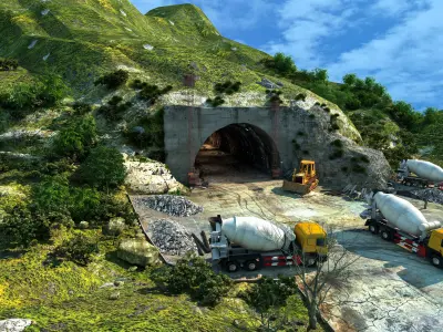 Entrance of underground military tunnel - missile base 3D model