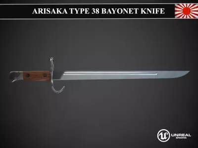 Arisaka Type 38 Bayonet Knife PBR Low-poly 3D model Low-poly 3D model