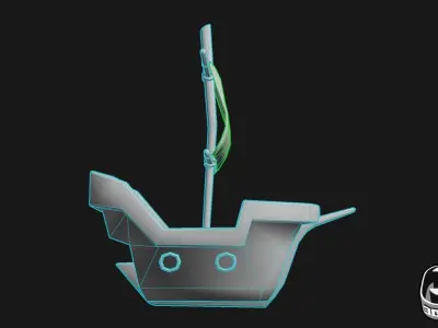 Stylized Pirate Ship Low Poly Low-poly 3D model