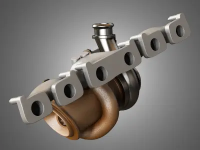Exhaust Manifold and Turbocharger 3D model