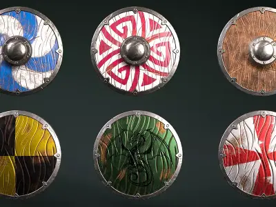 Medieval Shield Pack Lowpoly 4K 2K 1K Free 3D model