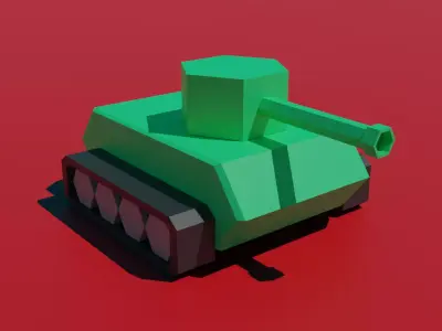 Low poly tank for games Low-poly 3D model