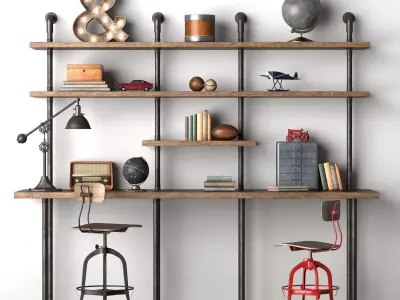 Industrial Pipe Double Desk 3D model