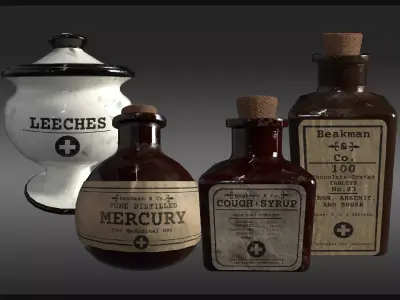 Plague Doctor Medicine Bottles Low-poly 3D model