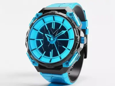 Futuristic Holographic Neon Watch 3D model