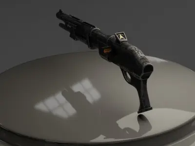 Shotgun with LCD attachments Low-poly 3D model