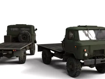 1966 Gaz 66A 3 Rigged Soviet Military Truck 3D Model  3D model