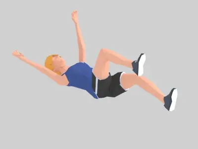 Dead Bug  Exercise wommMan Animation Low-poly 3D model