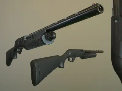 Black Shotgun Low-poly 3D model