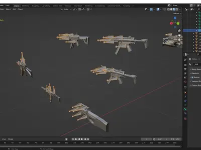 guns rigged  Smg  Pack 3D model