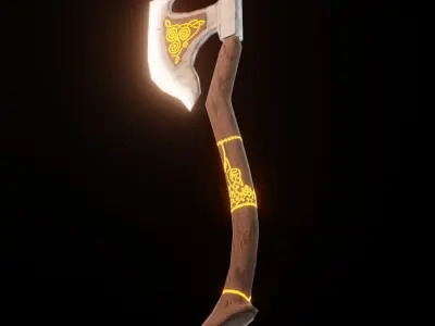 Hand Painted Low Poly Game-Ready Axe Low-poly 3D model
