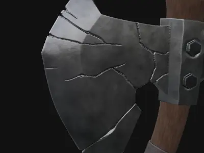 Stylized battle axe PBR low-poly game ready Low-poly 3D model