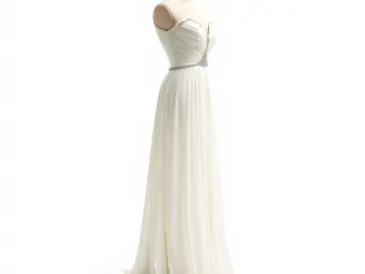 Elegant Evening Dress Mannequin Ivory Chiffon model pack Low-poly 3D model
