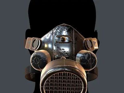 Gas mask helmet 3d model scifi Low-poly  Low-poly 3D model 2