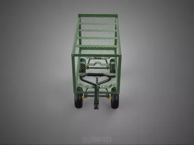 DOUBLE 2 TIER DECK TURNTABLE TROLLEY STEEL NURSERY CART GARDEN 3D model