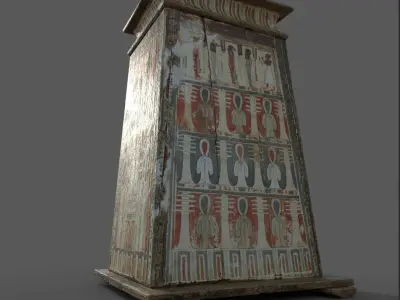  Egyptian Wooden Shabti Box Low-poly 3D model